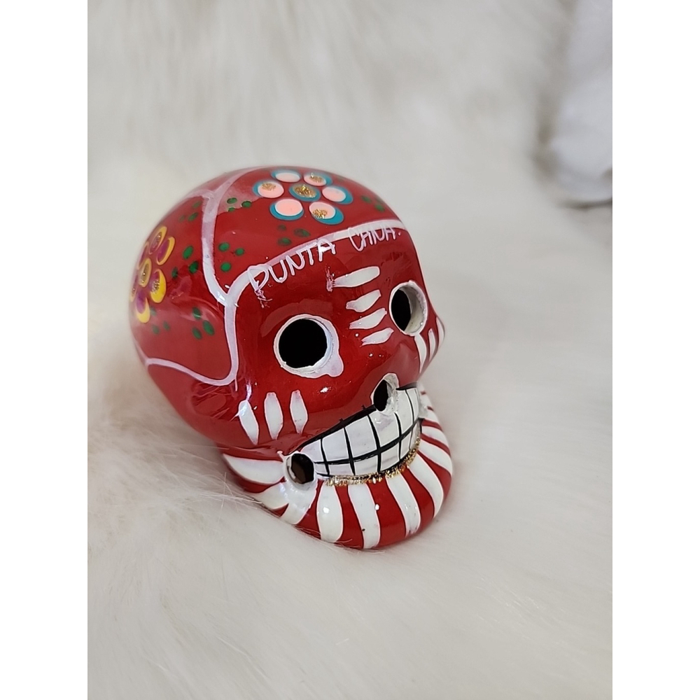 Ceramic Sugar Skull Day Of The Dead Pottery 4 x 3